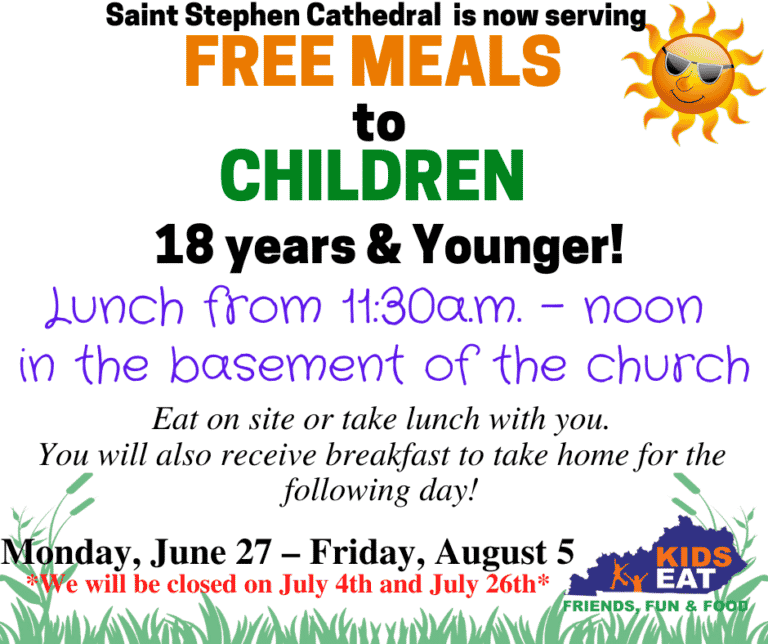 Free Lunch for Children 18yrs and younger - Lunch 11:30AM to Noon - June 27 to August 5, 2022